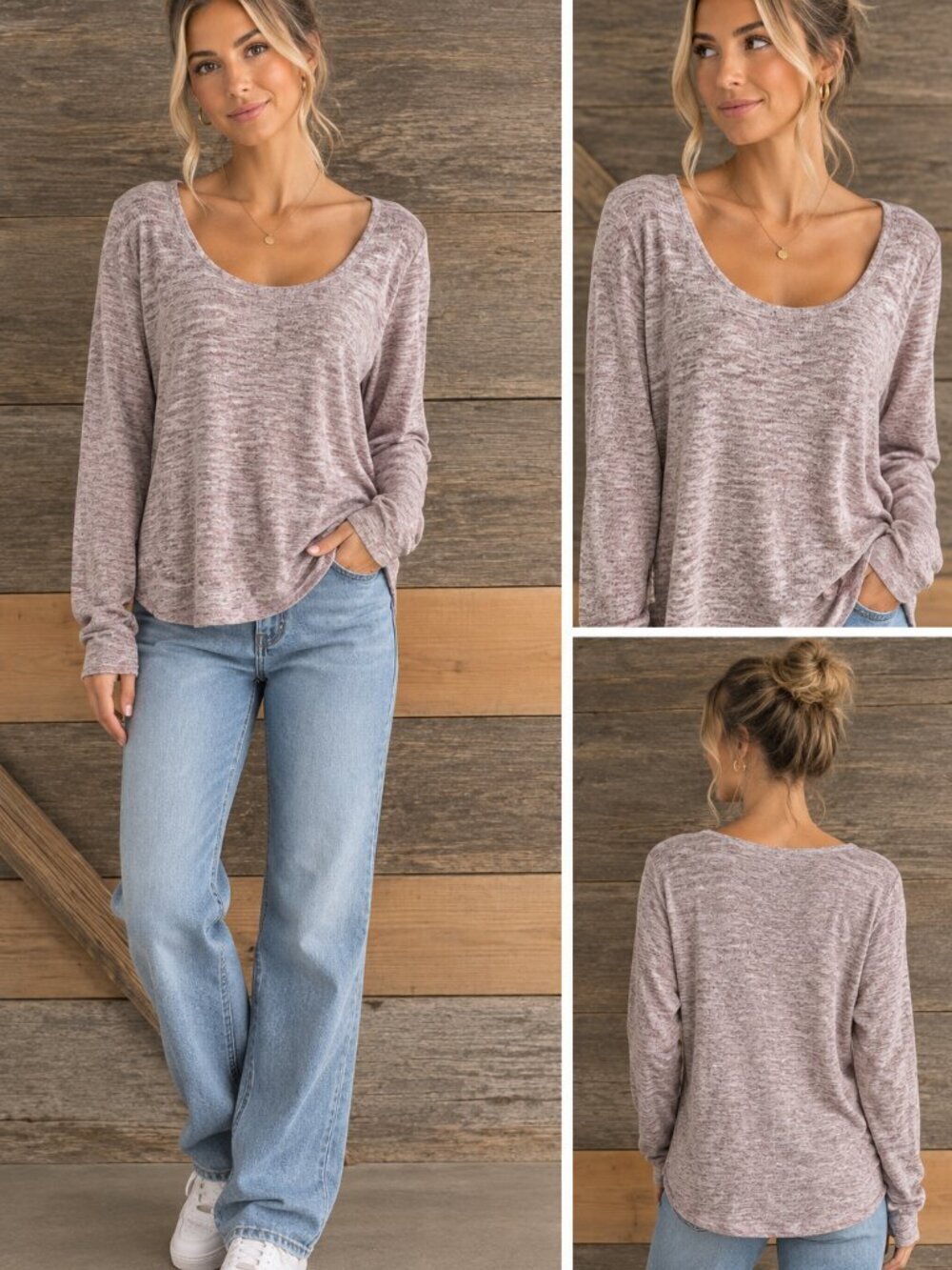 Garage Size Small Greyish Purple Lightweight Knit Long Sleeve Top